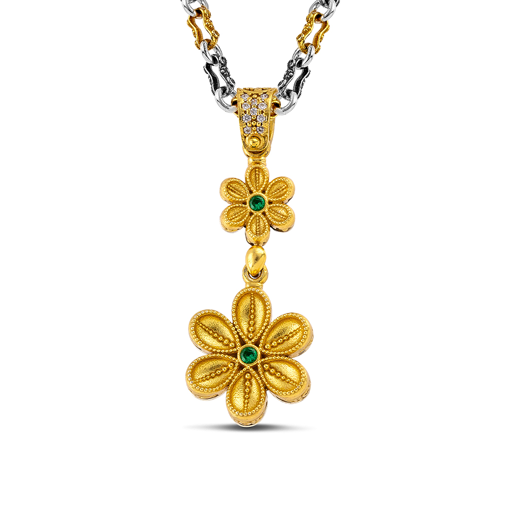 Sterling Silver Pendant with Zircon Stones M208-3 Without Chain