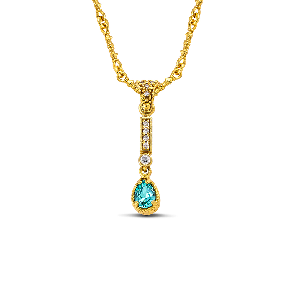 Sterling Silver Gold Plated Pendant with Gold Plated Chain Μ209-1PE