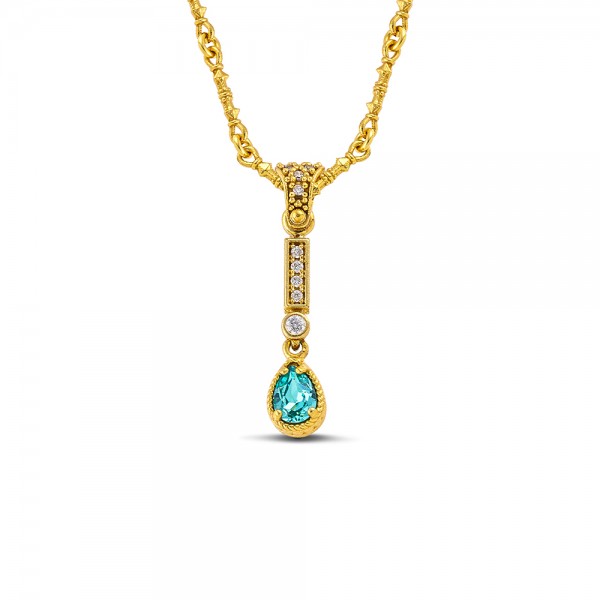 Sterling Silver Gold Plated Pendant with Gold Plated Chain Μ209-1PE