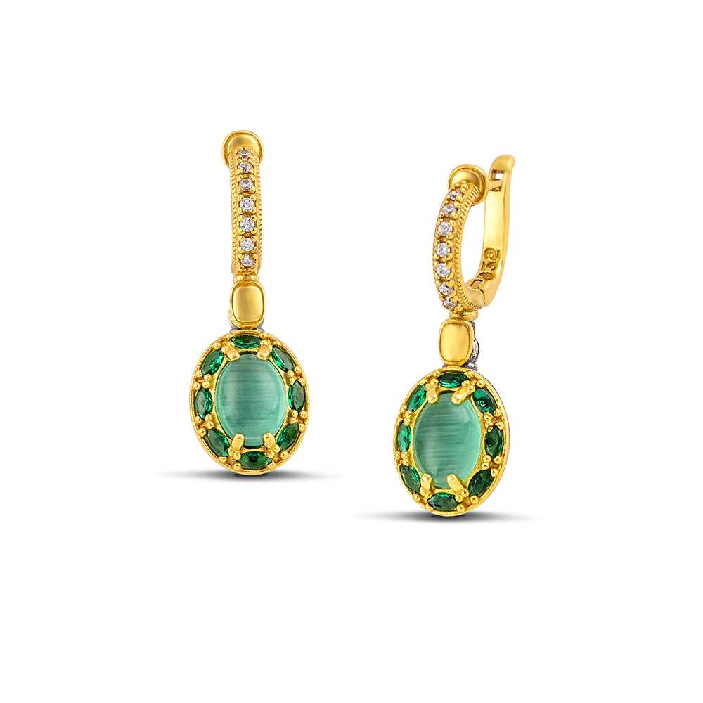 Sterling Silver Earrings with Cat Eye Stones S203NEW