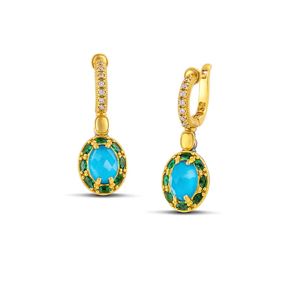 Sterling Silver Earrings with Semiprecious Stones S203HM