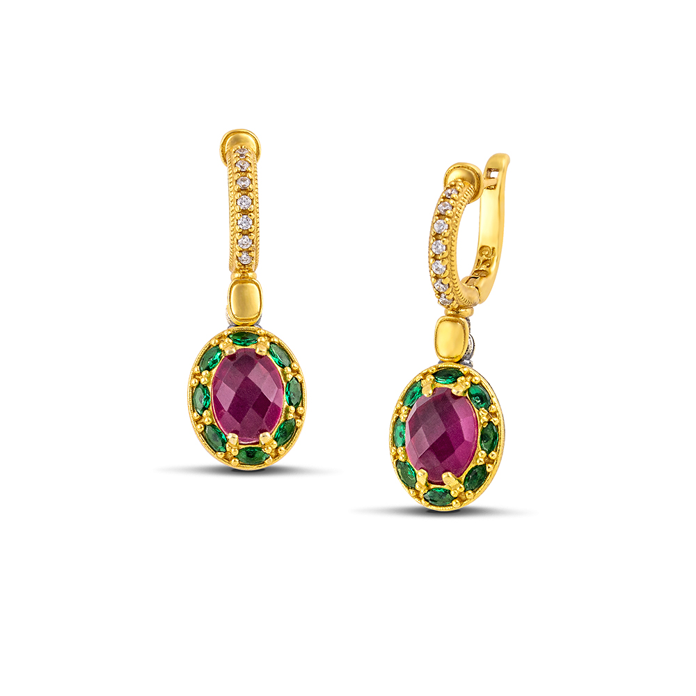 Sterling Silver Earrings with Semiprecious Stones S203HM