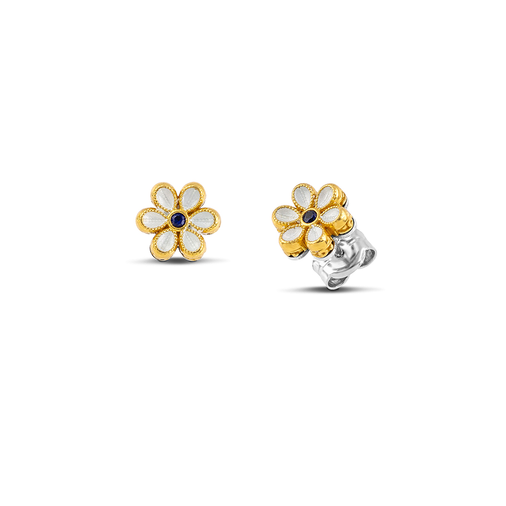 Sterling Silver Earrings with Enamel and Zircon Stones S208EN-2K