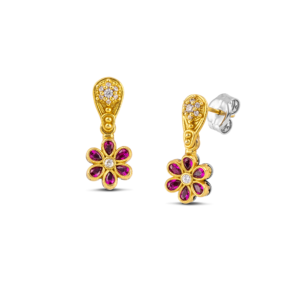 Sterling Silver Earrings with Zircon Stones S205-2
