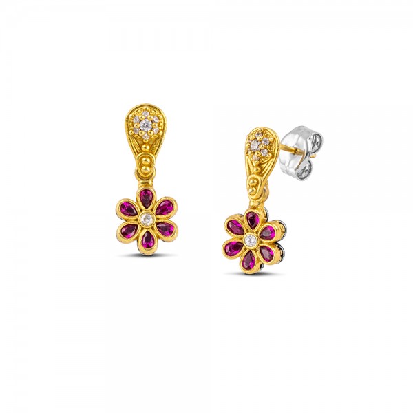Sterling Silver Earrings with Zircon Stones S205-2