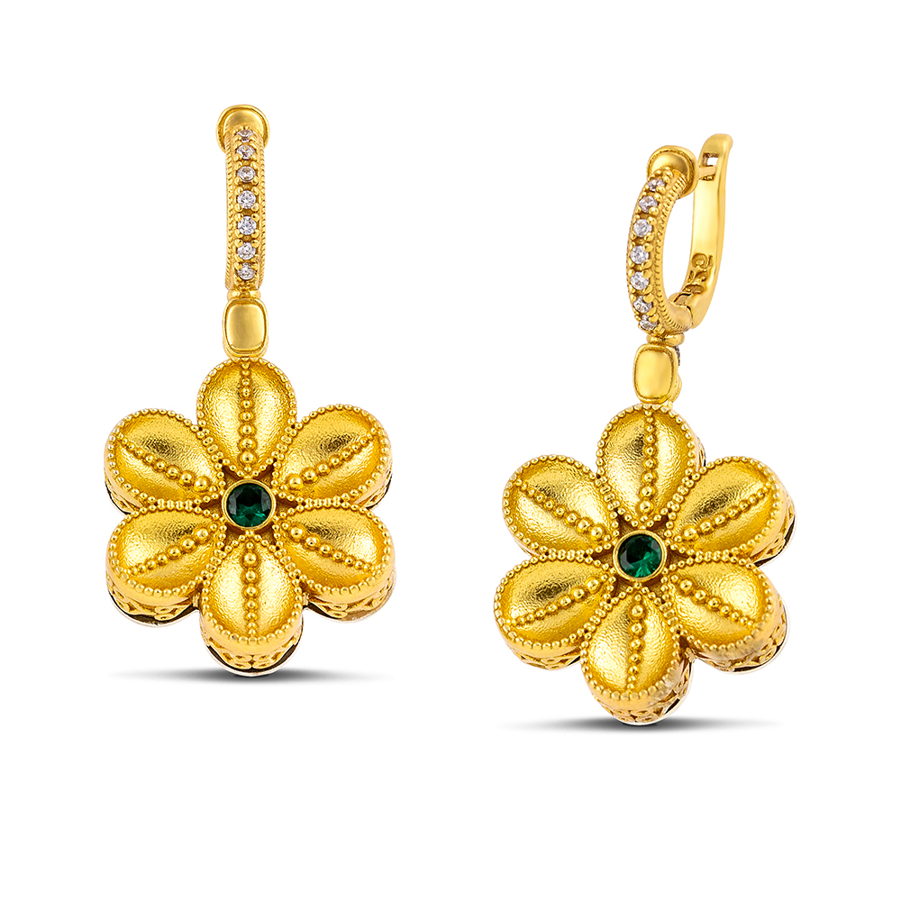 Sterling Silver Earrings with Zircon Stones S208