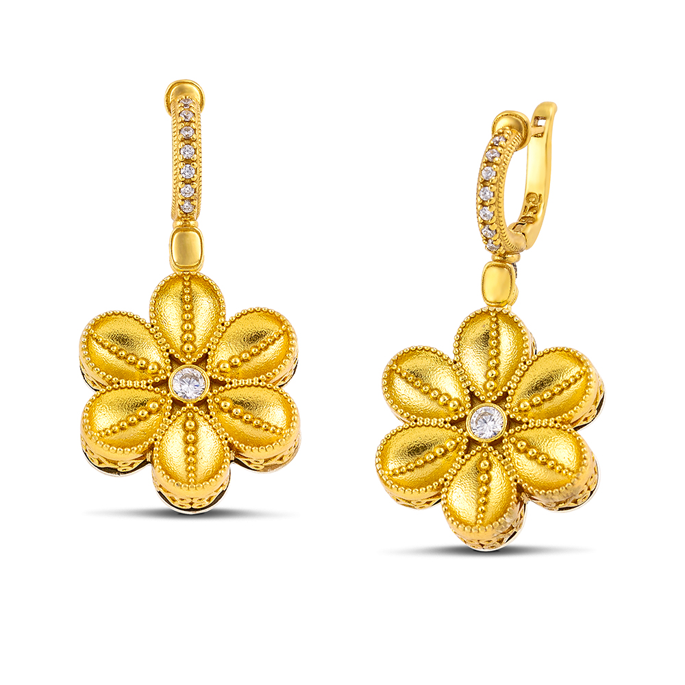 Sterling Silver Earrings with Zircon Stones S208