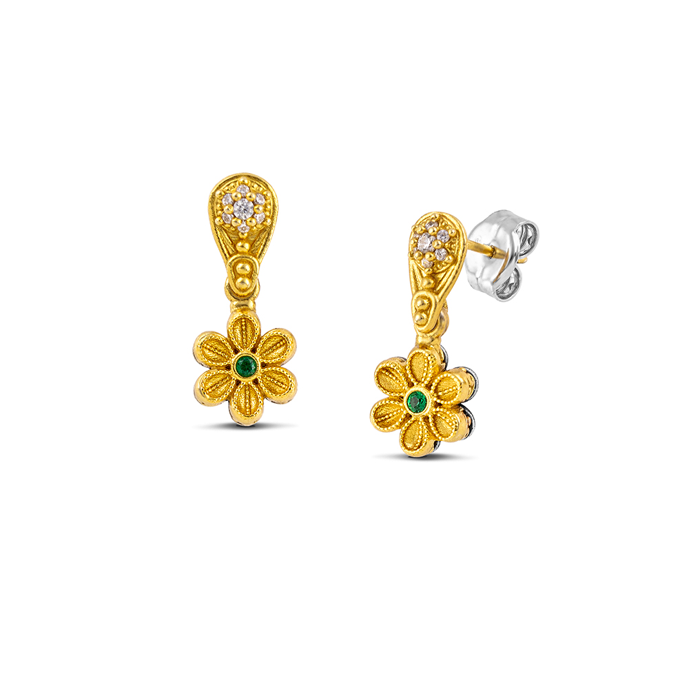 Sterling Silver Earrings with Zircon Stones S208-2