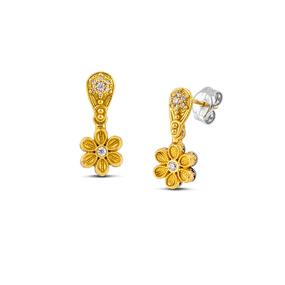 Sterling Silver Earrings with Zircon Stones S208-2