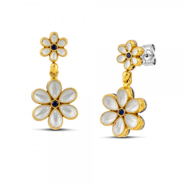 Sterling Silver Earrings with Enamel and Zircon Stones S208EN-3