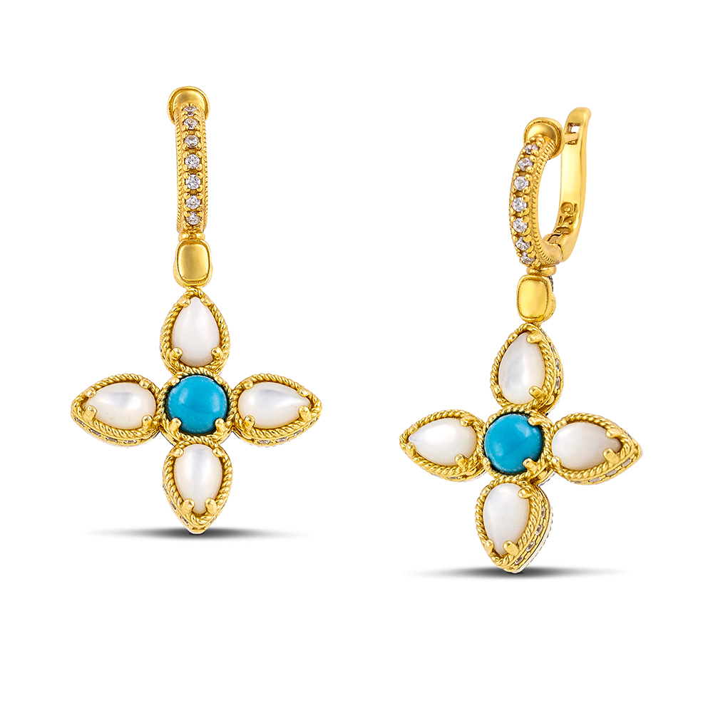 Sterling Silver Gold Plated Cross Earrings S209-1PE3