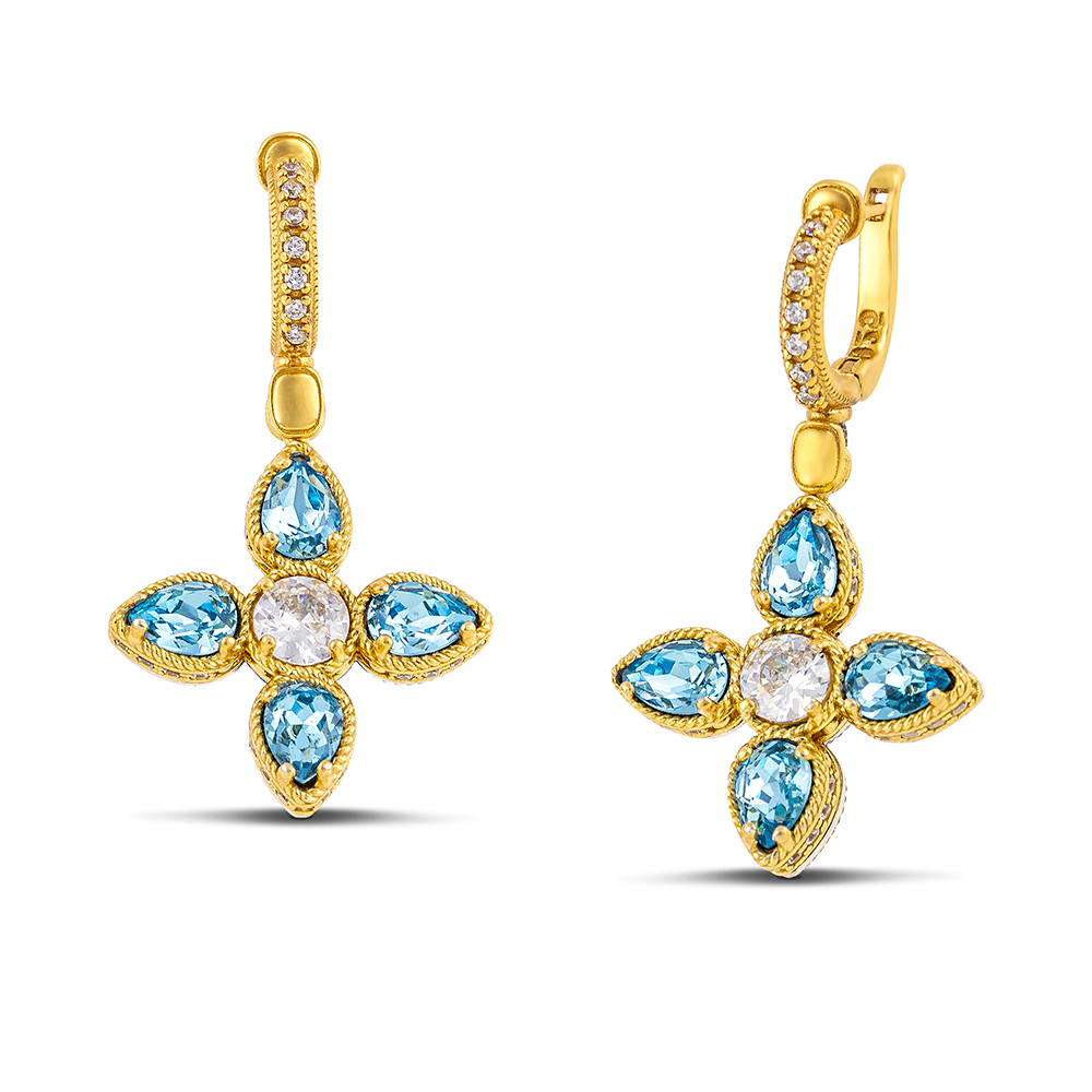 Sterling Silver Gold Plated Cross Earrings S209-1PE3