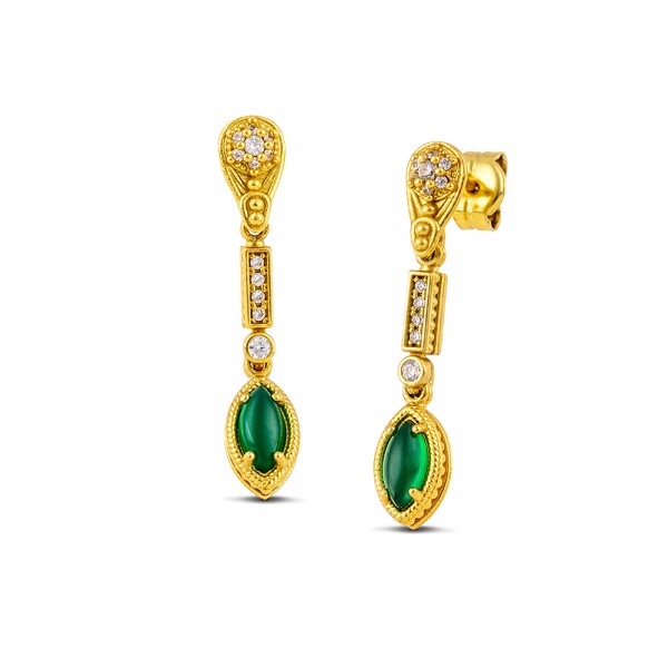 Sterling Silver Gold Plated Earrings S209-2NAV2