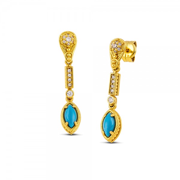 Sterling Silver Gold Plated Earrings S209-2NAV2