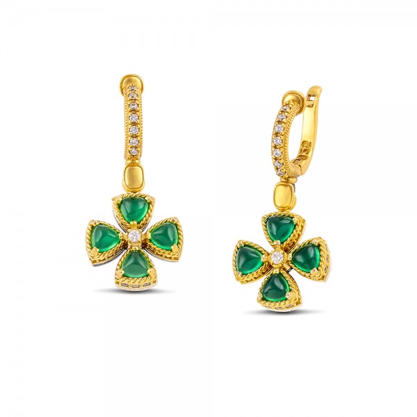 Sterling Silver Gold Plated Earrings S209-4TR3