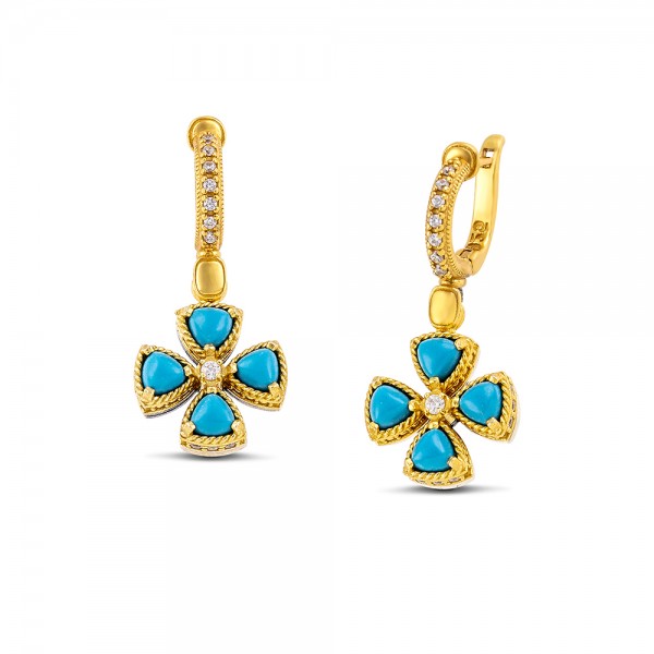 Sterling Silver Gold Plated Earrings S209-4TR3