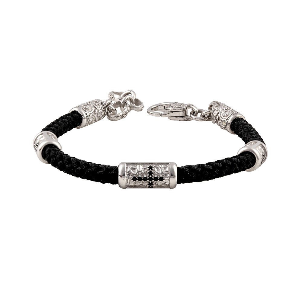 Sterling Silver Bracelet with Zircon Stones in Cross Shape B213-7P