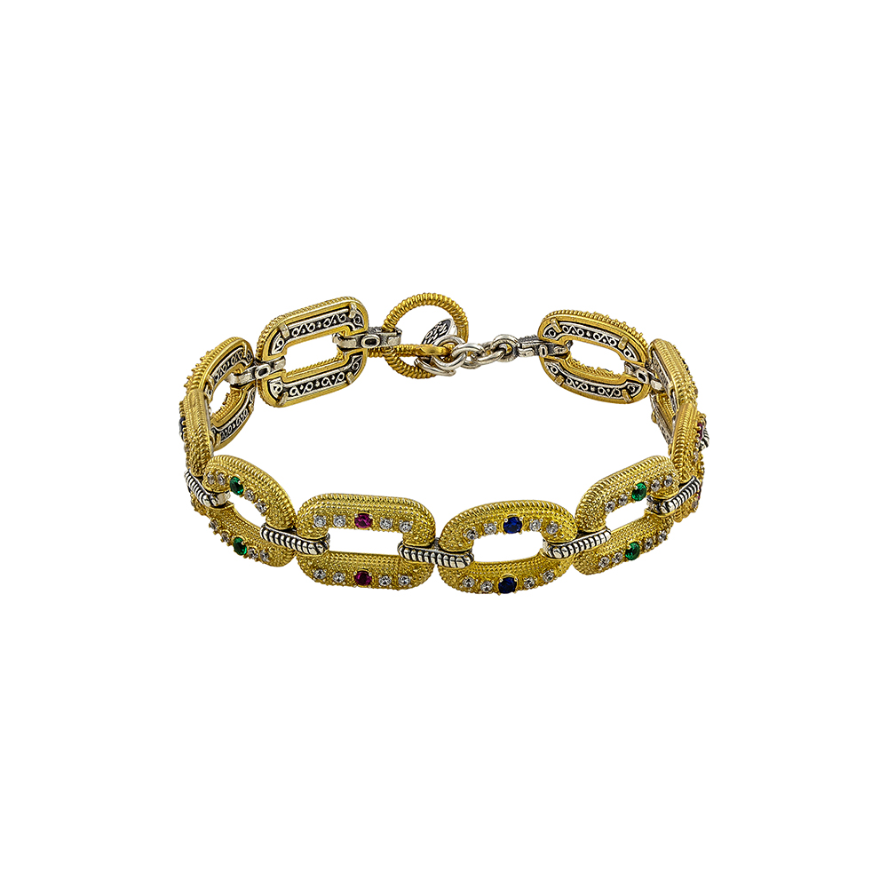Sterling Silver Bracelet  with Zircon Stones B140-2