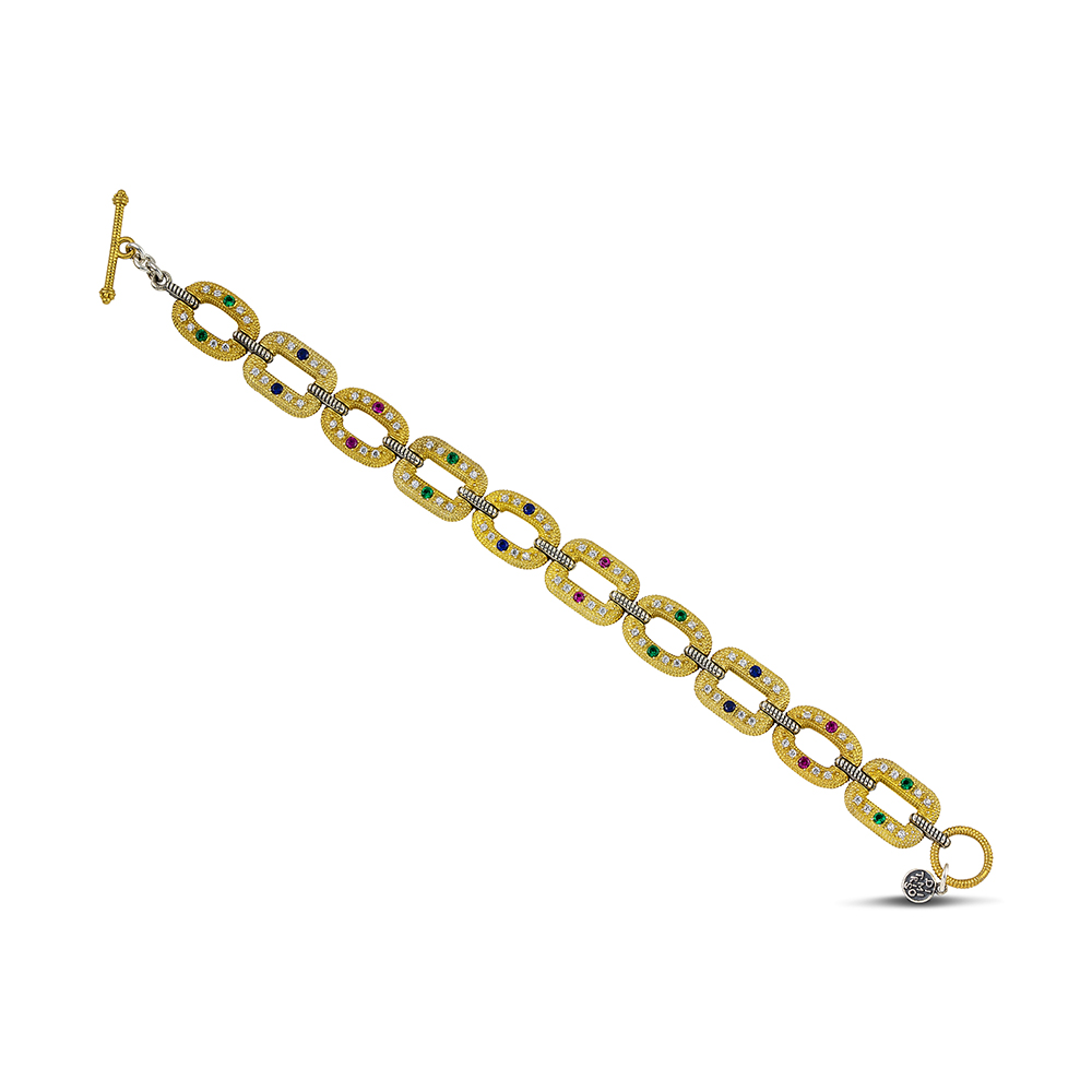 Sterling Silver Bracelet  with Zircon Stones B140-2
