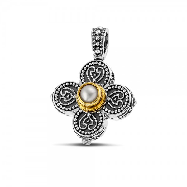 Sterling Silver Cross with Semiprecious Stone C226