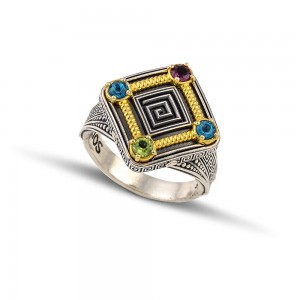 Meander Ring with Semi-precious Stones D168