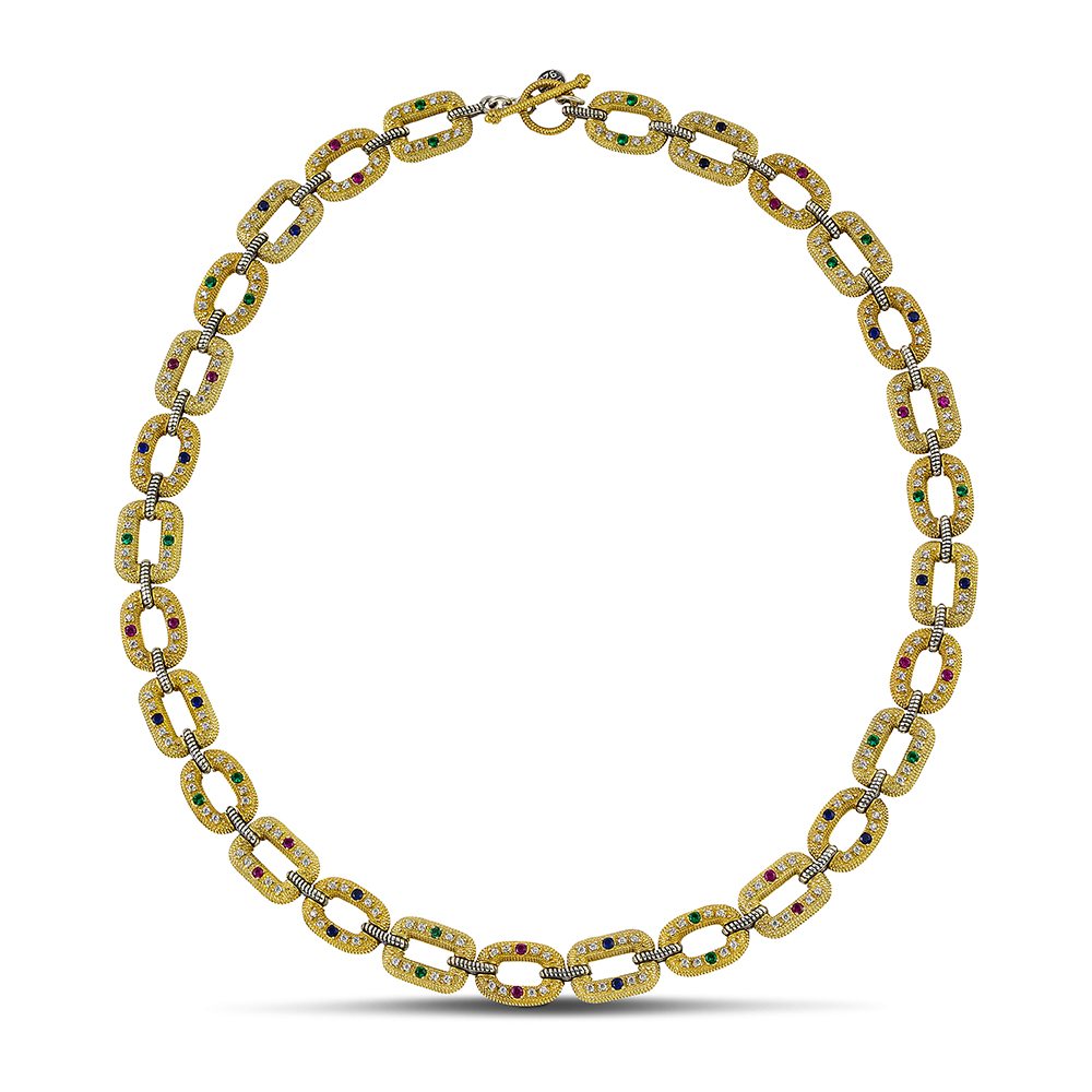 Sterling Silver Necklace  with Zircon Stones K140-2