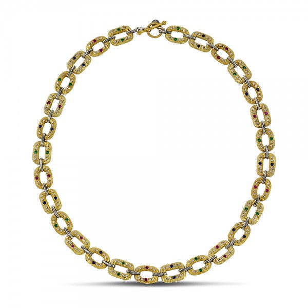 Sterling Silver Necklace  with Zircon Stones K140-2
