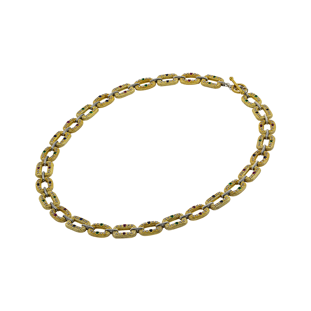 Sterling Silver Necklace  with Zircon Stones K140-2