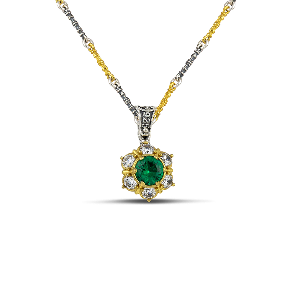 Sterling Silver Pendant  with Zircon Stones M137