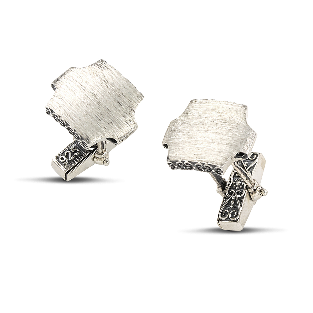 Sterling Silver Square Cufflinks with Ornate Details MA150