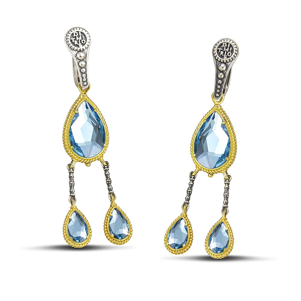 Reversible Earrings with Crystal Stones S131-1