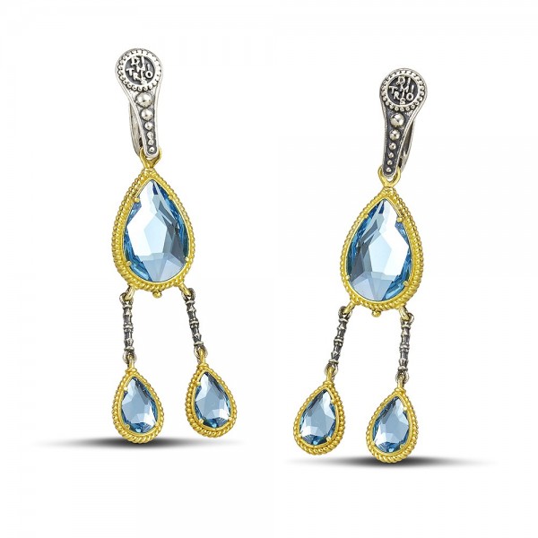 Reversible Earrings with Crystal Stones S131-1