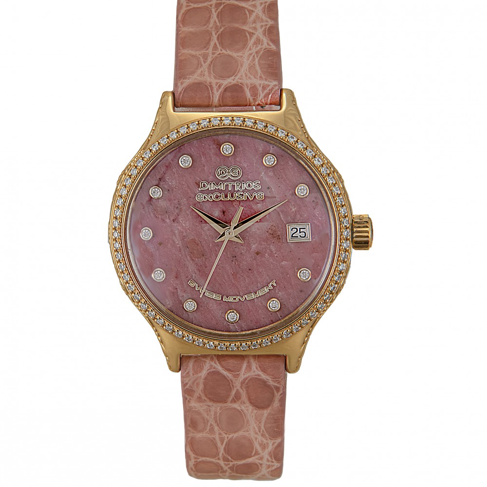Sterling Silver Watch with Rose leather