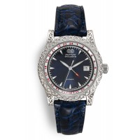 Automatic Sterling Silver Watch with Blue Leather AW11