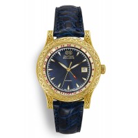 Automatic Sterling Silver Watch with Blue Leather AW14