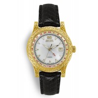 Automatic Sterling Silver Watch  with Black Leather AW4