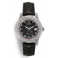 Automatic Sterling Silver Watch  with Black Leather AW6