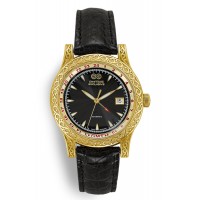 Automatic Sterling Silver Watch  with Black Leather AW9