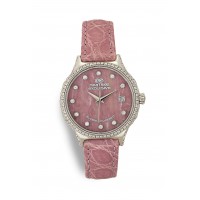 Silver  Watch with rose leather  
