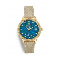 Silver gold plated Watch with beige leather  