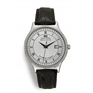 Silver Watch with black leather 