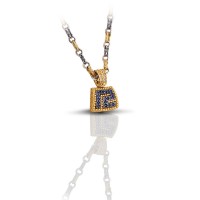 Greca Pave Pendant with Zircon and Tricolor Chain M9