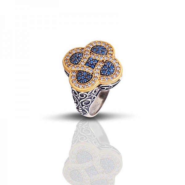 Sterling Silver Ring with Zircon Stones D040