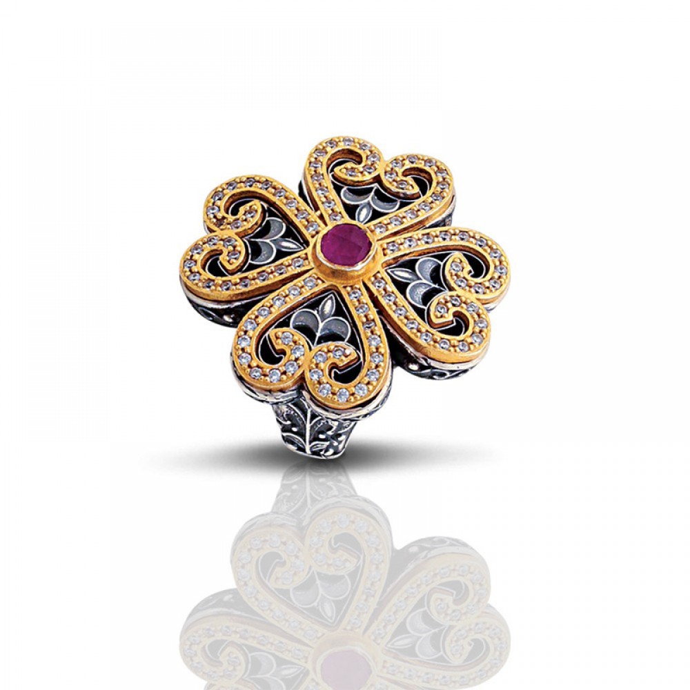 Ring 925 with semi precious stones D055