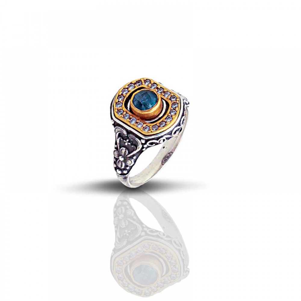 Sterling Silver Ring with Semiprecious Stones D059