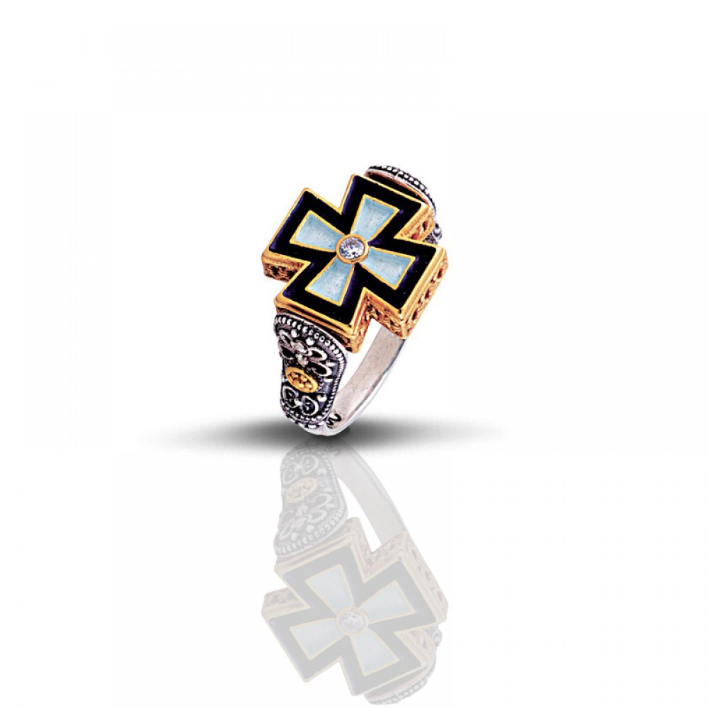 REVERSIBLE RING WITH ZIRCON STONES D071