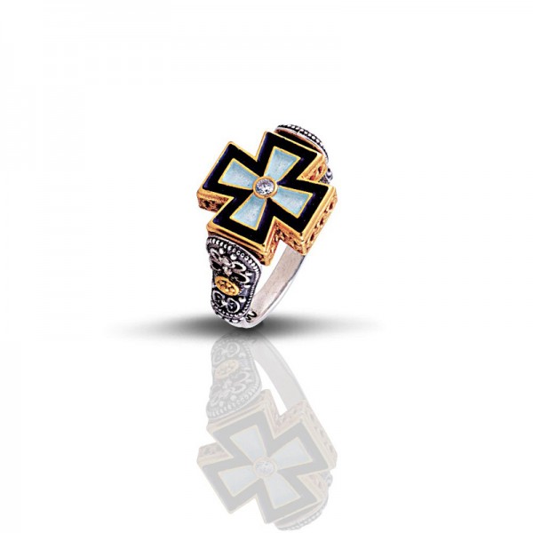 REVERSIBLE RING WITH ZIRCON STONES D071