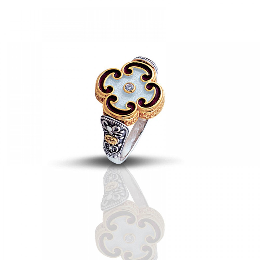 REVERSIBLE RING WITH ZIRCON STONES D072