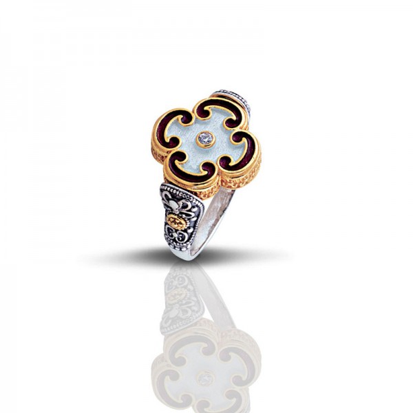 REVERSIBLE RING WITH ZIRCON STONES D072