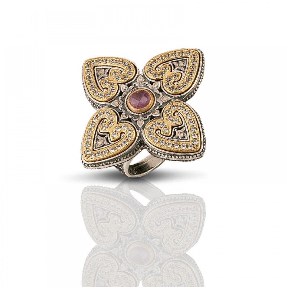 Sterling Silver Ring with semiprecious stone D086